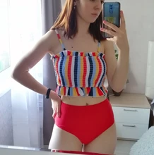 Bandeau Bikini Bathing-Suit Biquini Swimwear Women High-Cut Sexy Plus-Size Hot Solid