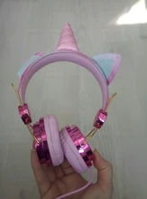 Auriculares para niña, con cable y micrófono con diseño de bonito unicornio, auriculares estéreo para música, ordenador, móvil y videojuegos, regalo para niña