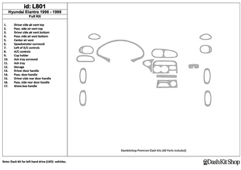 

Interior trim for Hyundai Elantra 1996-1999. Set L801.