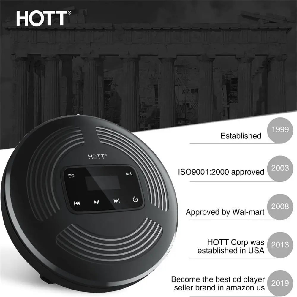 HOTT CD903TF Rechargeable Bluetooth Portable CD