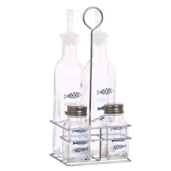 

Oiler cruet anti drip modern pack 4 with stand mediterraneo Crystal 11,5x6,7 cm