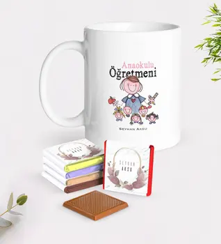 

Personalized Kindergarten Teacher White Mug and Chocolate Gift Seti-2