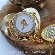 Chupete y chupete para bebé con 26 letras, sin BPA, de silicona, pezón infantil, dorado, ostentoso, Dummy Soother