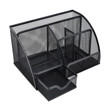

7 Storage Compartments Multi-functional Mesh Desk Organizer Pen Holder Stationery Storage Container Box Collection