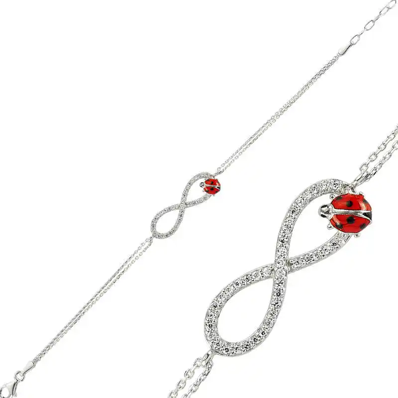 

Armagano 100% 925 Sterling Silver Ladybug Infinity Lady Bracelet High Quality and Original Women Wrist Straps