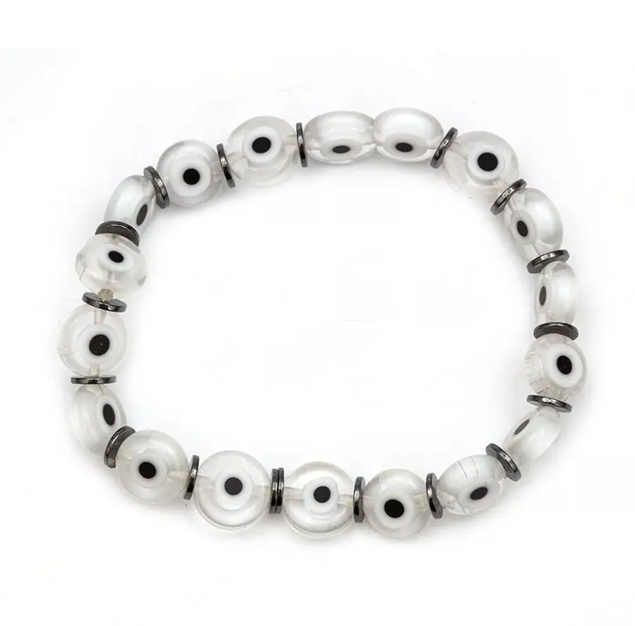 white MEIBEADS 1 шт. модные 7 стилей сглаза браслеты из бусин гематит разделители для ювелирных изделий для женщин - Окраска металла: white
