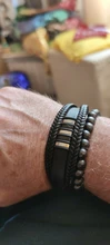 Pulsera de cuero trenzado de acero inoxidable para hombre, brazalete negro magnético, Punk Rock, accesorios de joyería