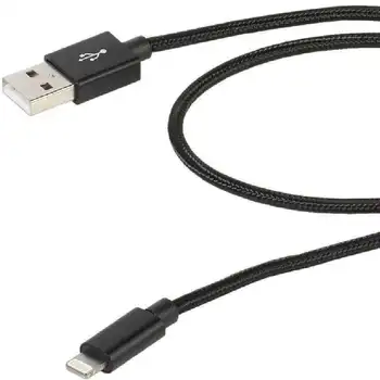 

Lightning to usb cord vivanco 38307 black-connectors usb-a male to lightning-case nylon-charging and data-2.5m
