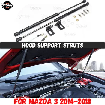 

Hood support struts case for Mazda 3 2014-2018 Stainless Steel molding 1 set / 2 pcs decoration car styling
