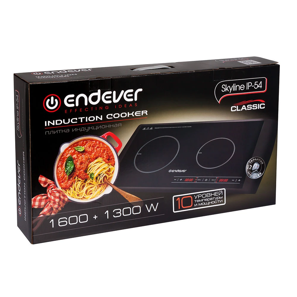 Плита индукционная Endever Skyline IP-54 (Мощность 1600 Вт, 10 программ, LED дисплей, защита от скачков напряжения)