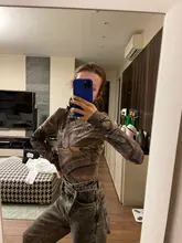 Vintage Top Blouse Turtleneck Long-Sleeve Bodycon Renaissance-Print CHEERART Spandex