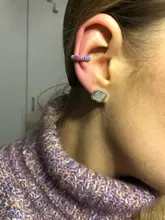 Pendientes de una sola oreja con Clip, estrella, corazón, remache, arcoíris, CZ, Color dorado y plateado, joyería, Aretes no perforados