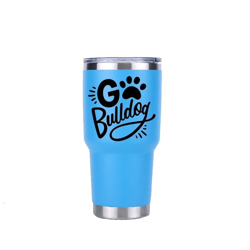 Go Bulldogs 30oz тумблер дорожная Автомобильная кружка с двойными стенками Изолированная вакуумная фляжка термос из нержавеющей стали термос для воды, кофе чашка