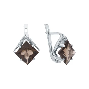 

Silver earrings with раухтопазами and cubic zirconia sunlight sample 925 test