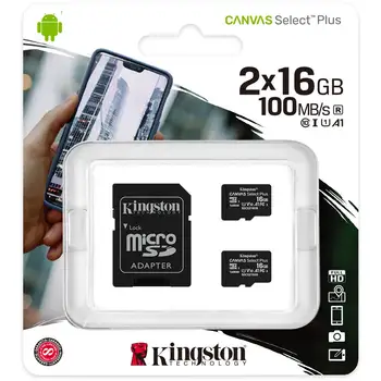 

SDHC memory card Canvas Select Plus 2x16 GB Class 10 speed 100 MB/s with AdattatoreKINGSTON14.3