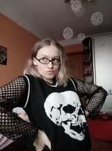 Rapcopter-suéteres Y2K para mujer, suéteres de calaveras con cuello de pico, blusas de punto azules informales holgadas, ropa de calle Retro para mujer, Tops de punto 2020