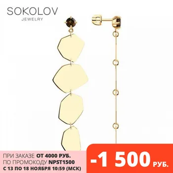 

Drop Earrings with stones Sokolov made of gilded silver with раухтопазами, fashion jewelry, 925, women's male, long earrings