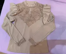 Shirts Simplee Ruffle Khaki Top Knitted-Top Flower Long-Sleeve Winter Fashion New Solid