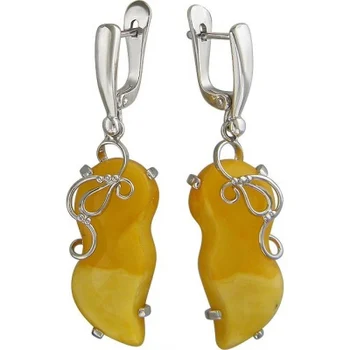 

Baltic patterns earrings with silver Amber