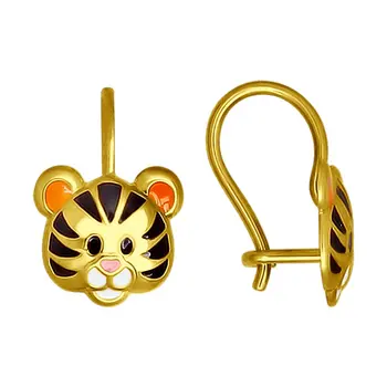 

Sokolov drop earrings with stones in yellow gold with enamel, fashion jewelry, 585, women's/men's, male/female, long earrings