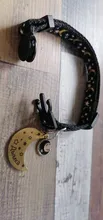 Collares de gato con colgante luna y estrella, collar ajustable para cachorro, gatito, patrón de frutas, conejo, con campanas