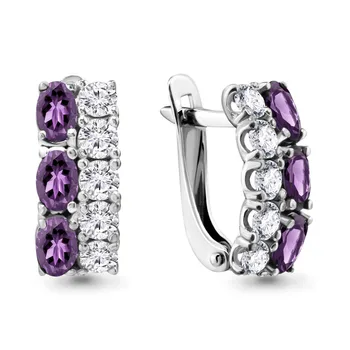 

Silver earrings with amethyst and cubic zirconia