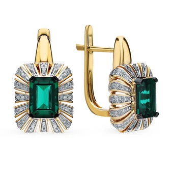 

Gold earrings with emeralds and diamonds sunlight sample 585