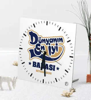 

Personalized World Best Father Desktop Square Glass Saat-2