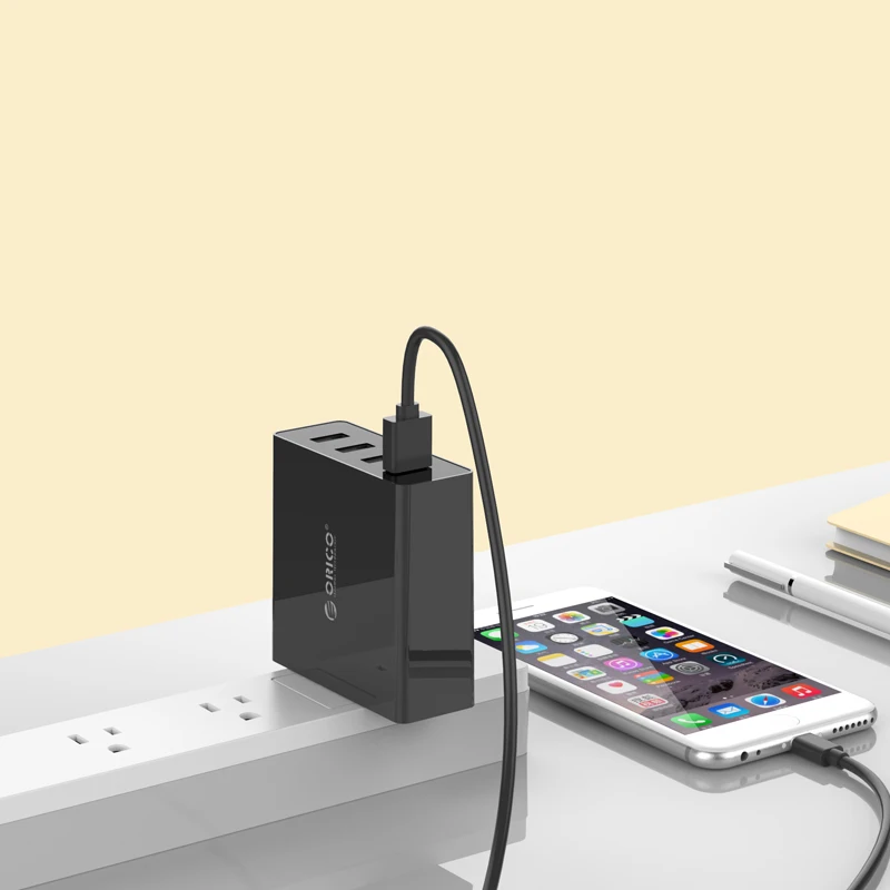 Зарядное устройство ORICO для телефона с 4 портами, настенное USB зарядное устройство 5V2.4A * 4 6A30W, общий выход, штепсельная - изображение
