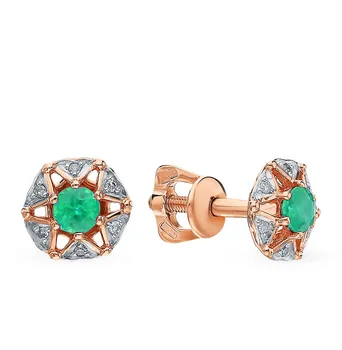 

Gold earrings with emeralds and diamonds sunlight sample 585