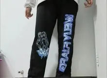 Trousers Leg-Pants Streetwear Harajuku-Print HOUZHOU Women Hip-Hop Autumn Wide Fashion