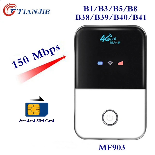 TIANJIE 4G Wifi роутер Lte беспроводной мини Мобильный Wi fi портативный карманный хот-спот автомобильный 3g 4G разблокированный модем со слотом для sim-карты - Цвет: MF903