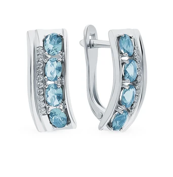 

Silver earrings with crystals and cubic zirconia sunlight sample 925 test