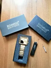 BOAMIGO-reloj analógico de cuarzo para hombre, camiseta nueva de marca de lujo, relojes deportivos de acero inoxidable dorado, cuadrados, Digital, grande, 2021