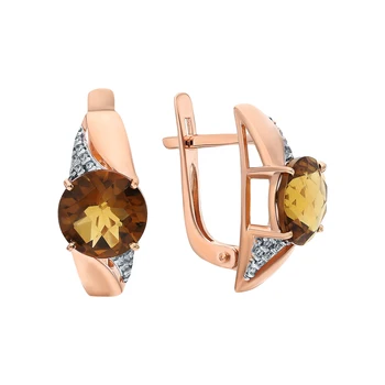 

Gold earrings with quartz and cubic zirconia sunlight sample 585