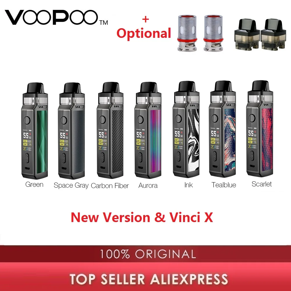 Оригинальный VOOPOO VINCI X 70W Pod Kit с 0,96 дюймовым экраном Питание от одной 18650 батареи Pod системы Vape kit vs Vinci Kit/Drag 2