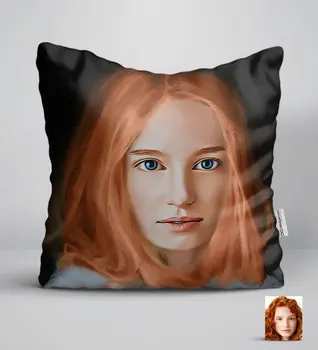 

Personalized Women 'S Artistic Portrait Design White Yastık-11