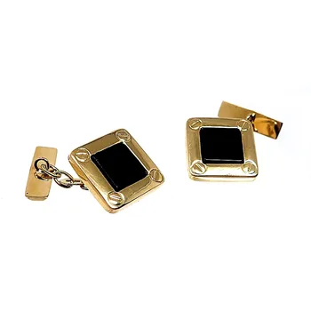 

Cufflinks 18k gold square 15mm. Center stone onyx man
