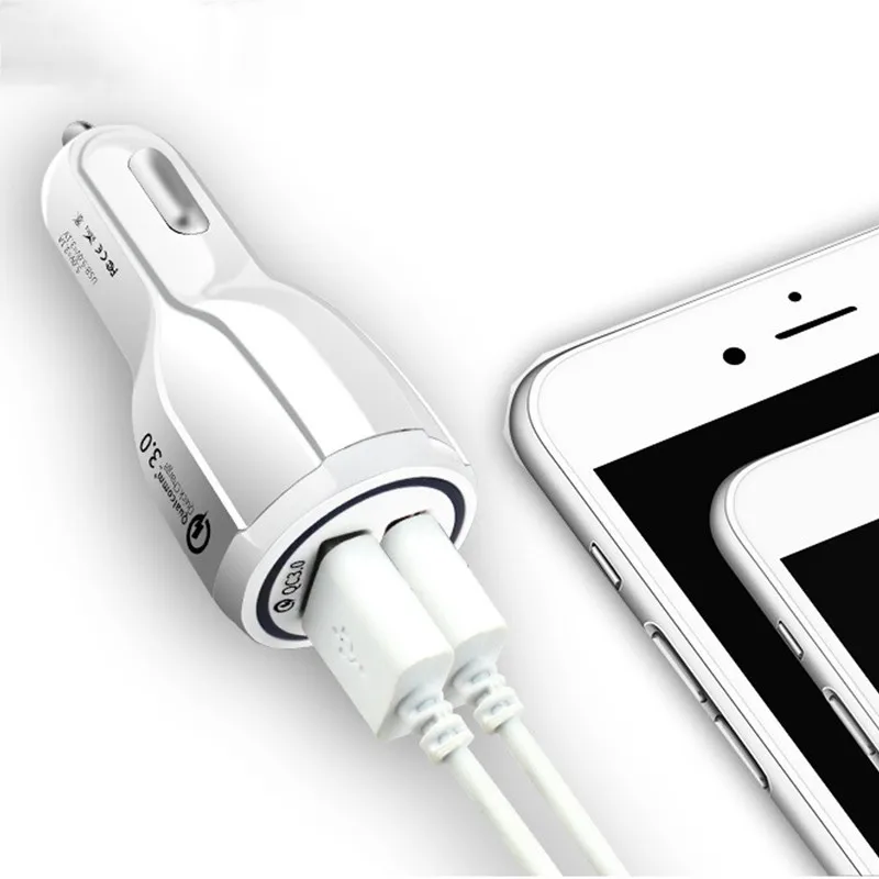QC3.0 двойной зарядное устройство USB адаптер питания 5 В 3.1A Быстрая зарядка универсальный автомобильный АБС-пластик для мобильного телефона планшета MP3 MP4 iPad