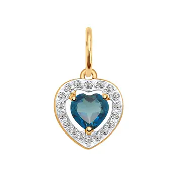 

Sokolov pendant in gold with blue topaz and cubic zirconia, fashion jewelry, 585, women's male, pendants for neck women