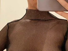 Top de malla de rejilla para Mujer, camisetas negras de manga larga, blusa Sexy de encaje Floral, moda Elegante, transparente, Vintage, 2021