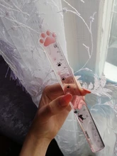 Reglas de plástico con Linda pata de gato para escuela, suministros de oficina Kawaii, accesorios de planificación, premio de estudiante