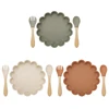 3pcs Baby Plate Spoon Fork Feeding Solid Food Children's Tableware Silicone Sucker Flower Shape Dishes Plates Dining Appliance 2