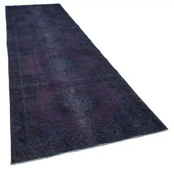 

146x425 Cm Blue Handmade English Over Dyed Runner Rug-5x14 Ft