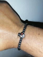 Pulsera de cuentas de cobre con cabeza de calavera para hombre y mujer, brazalete ajustable de cristal con esqueleto de circonia cúbica hecho a mano, joyería Punk para hombre y mujer