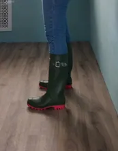 YEELOCA-Botas de lluvia impermeables para mujer, botas impermeables hasta la rodilla con hebilla de tubo largo, zapatos de goma de PVC