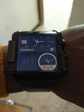 BOAMIGO- Relojes deportivos para hombre, reloj de pulsera masculino de cuarzo de cuero militar, con led, 3 zonas horarias