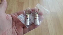 4 Uds chapados en oro Y en forma de Banana macho de Audio enchufes para altavoz tenedor con tornillo Spade conector de Cable para vinculante Post