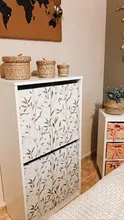 Leaf Wallpaper Stick Self-Adhesive Bedroom Vinyl Floral Home-Decor Wall-Green/grey Peel