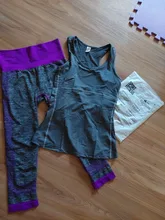 Yuerlian-conjunto deportivo para mujer, Top corto, mallas, entrenamiento en gimnasio, Yoga, fitness, 3/4